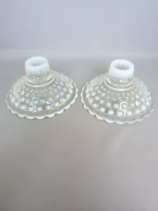 2 portacandele opalescente trasparente pietra di luna ancoraggio vintage anni 40 - Foto 1 di 3