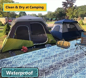 B-USA Outdoor Rug 5x7 6x9 9x18Plastic Straw Rug Patio RV Camping Waterproof Grey - Picture 1 of 11