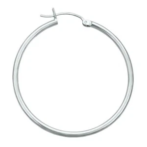 Pendientes de aro de esmalte alto de oro blanco de 14 K - 1 1/4 de pulgada - Imagen 1 de 2