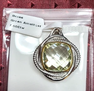 Colgante de latón amatista verde 7,6 ctw con collar de cordón - Imagen 1 de 5
