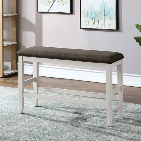 Furniture of America HEIDELBERG Fabric Padded Counter Height Bench in Dark Gray Cover