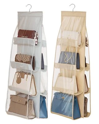 Paquete de 2 organizadores de monedero transparentes 8 bolsillos cada uno ahorrando espacio gris/beige Foto 1 de 4