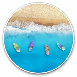 2 x Vinyl Stickers 20cm - Colourful Boats Beach Holiday Cool Gift #21268 - Afbeelding 1 van 9