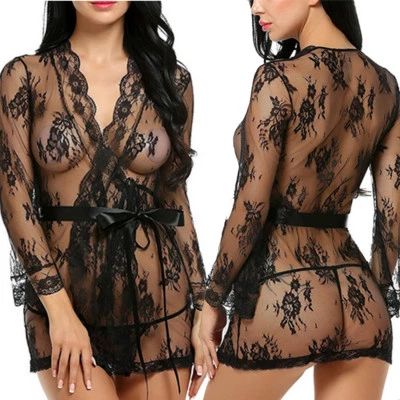US Women Lace Sexy Lingerie Nightwear Sleepwear G-string Babydoll Underwear Set - Image 1 of 4