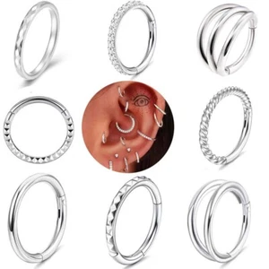 1 PC Helix Cartilage Tragus Septum Hoop Ring Earring Lip Nose Piercing Stud - Picture 1 of 10