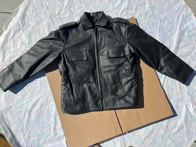 Vtg Appalachian Leatherworks Motorcycle Police Jacket Cow Hide Men's L Long - Image 1 of 4
