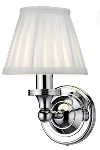 Burlington EL/BL12 round base light, Whi fine pleated shade IP44 - NEW & BOXED - Picture 1 of 3