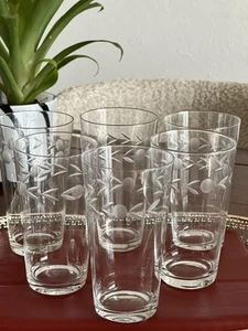 6-er Set Original Art Deco Wassergläser Wasserglas Saftglas Ätzdekor Gravur - Bild 1 von 10