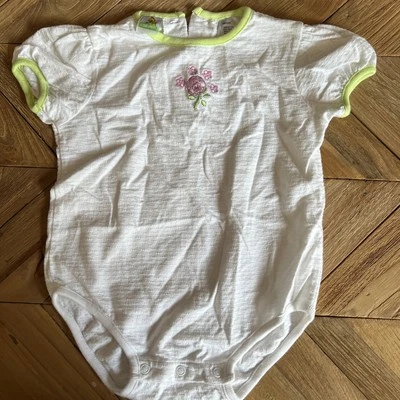 Pantalones Cortos Vintage Mameluco Plaza Sésamo Jersey 18 Meses Blanco Rosa Flor Foto 1 de 4