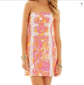 Lilly Pulitzer Tansy Strapless Dress Sunshine Yellow Sea And Be Seen, Size 2 NWT - Picture 1 of 5