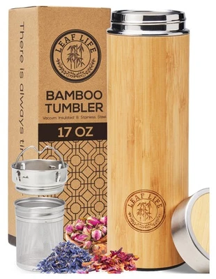 Botella de té de bambú premium para té suelto - Botella infusora de té - Regalos de té - En... Foto 1 de 4