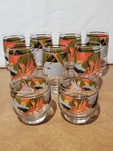 9 Pieces Sango Larry Laslo Maui Glasses 12 - 16 oz Tumblers & Old Fashioned - Picture 1 of 5