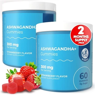Ashwagandha Gummies 300mg – Stress Relief, Calm Mood & Immune Support 120ct - Image 1 of 4