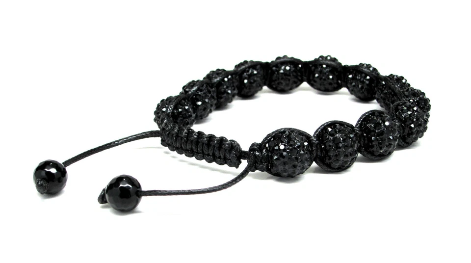 PULSERA DE CUENTAS DE DIAMANTES SIMULADOS HELADOS ESTILO HIP HOP SHAMBALLAH MACRAMÉ Foto 1 de 1