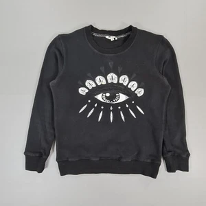 KENZO Damen Sweatshirt schwarz klein Glitzer Big Eye Pullover Baumwollmischung - Bild 1 von 8