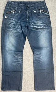 Etzo Denim Men's Multi Zipper Pocket Denim Jeans Size 34x30 (Actual 32x28) - Picture 1 of 12