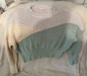 Damen Debut - Pastell Streifen Strick Pullover - Gr. XS - Crop Oversized Boho Wear - Bild 1 von 1