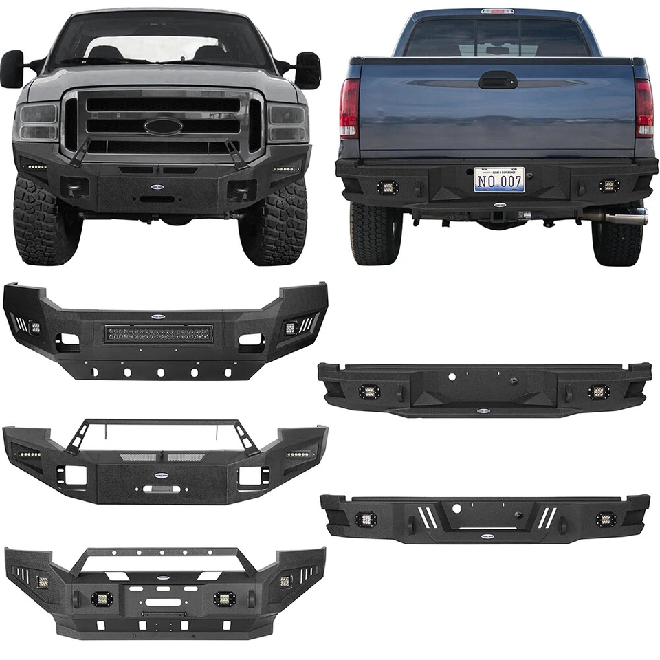 Parachoques trasero delantero todoterreno de acero de alta resistencia con luz para Ford F250 F350 2005-2007 Foto 1 de 4