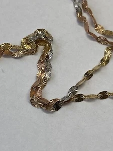 10K Tri Color Gold Halskette 0,9 Gramm 18" Neu Weiß Gelb Rotgold - Bild 1 von 13