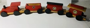 Vintage Wooden Toy Train Set- Engine & 3 Cars Northern Pacific - Picture 1 of 18