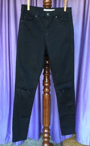 TOPSHOP Moto ‘Leigh’ Black Distressed Skinny Jeans Size 25 Inseam 26 NWOT - Picture 1 of 5