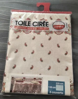  Nappe toile cirée  VENILIA  décor cachemire 8 couverts 220 x138cm  Vintage 1970 - Photo 1/4