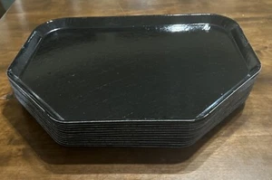 Camtrays By Cambro Fiberglass Black Serving Trays 1 Dozen Trapezoid #1418 USA - Picture 1 of 5