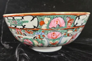 Precioso cuenco antiguo chino Rose Famille de 8" - Imagen 1 de 11