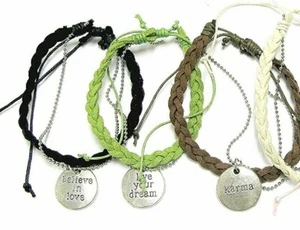 Message Bracelets lot of 6 Encourage Inspiration Charms Teen Faith Unisex Gift - Picture 1 of 7