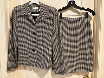 Traje Falda Ann Taylor Petites Damas Negro/Blanco 2 piezas Talla 2 P Foto 1 de 3