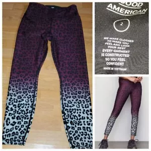 Good American Purple Cheetah Leopard Ombre Size 2 25x26 Stretchy athleisure - Picture 1 of 7