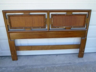 Cabecero imitación bambú tamaño queen Hollywood Regency mediados de siglo moderno bastón boho Foto 1 de 4