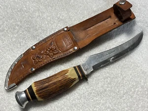NICE Guttmann G. C. CO Germany ORIGINAL BUFFALO SKINNER Stag Knife #477 w/Sheath - Picture 1 of 19
