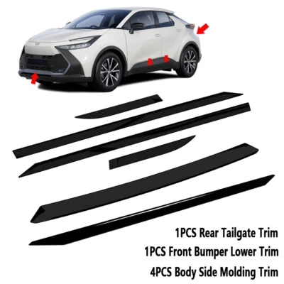 Moldura lateral de carrocería negra + tira de parachoques delantero trasero para Toyota CHR C-HR 2025 - Imagen 1 de 4
