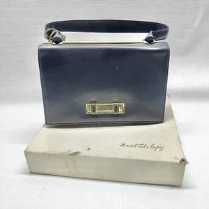 NEW Vtg 60s Scuola del Cuoio Firenze Blue Italian Leather Tote Purse Summertime - Picture 1 of 9