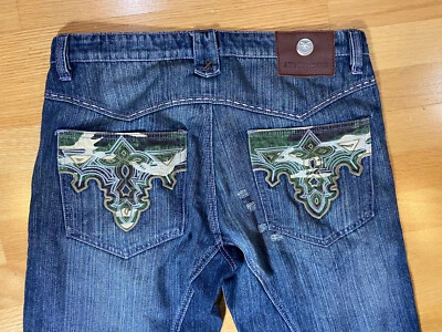 JEANS ANTIGUOS DENIM TALLA 34x31 bolsillos bordados Foto 1 de 4