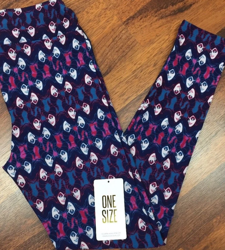 Nuevos Leggings LuLaRoe OS Villanos Disney Maléfica Rosa Azul Unicornio Foto 1 de 1