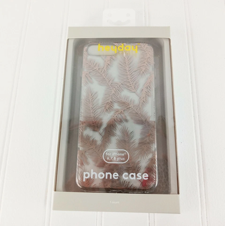 Heyday Apple iPhone 8 Plus/7 Plus/6 Plus Print Case in Rose Gold Feathers
