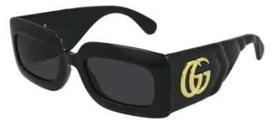 Gucci Rectangular-Frame 145mm Grey Lens Women's Sunglasses - Black GG0811S-001 - Picture 1 of 3