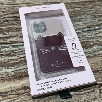 Funda de teléfono Kate Spade para Apple iPhone 12 mini gato pegatina tarjeta estuche bolsillo Foto 1 de 4
