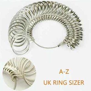 RING SIZE MEASURE UK FINGER SIZER GAUGE FOR MEN WOMEN SIZES A-Z REUSABLE SET - Picture 1 of 6