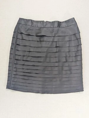 White House Black 12 Stretch Satin Tiered Pencil Cocktail Skirt L Sleek  - Image 1 of 4
