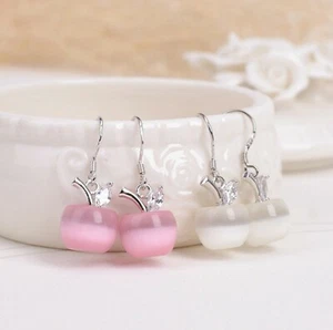 Fashion Women Earrings Cubic Zirconia 925 Sterling Silver Hook Earrings Ladies - Picture 1 of 22