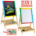 Wooden White Board and Chalk Board Art Kids Drawing Easel Adjustable Free Stand