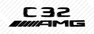 Trunk Black Emblem Badges Logos Letters for Mercedes-Benz C32 AMG W203 Brand New - Foto 1 di 9