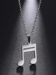 Collar Colgante Nota Musical Arte Moderno de Acero Inoxidable 1 Pieza Unisex Música - Imagen 1 de 5