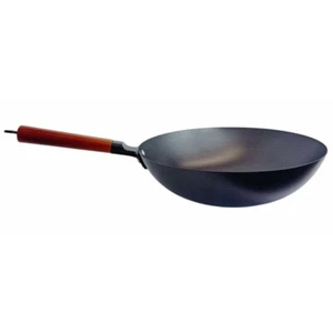 11-3/4" Carbon steel woks & stir-fry pans, Flat Bottom Chinese Wok Pan Cookware - Picture 1 of 11