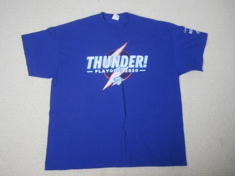 Oklahoma City Thunder Shirt Mens 2XL Blue NBA Basketball Playoffs 2020 Bubble Cover