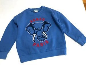 KENZO BRIGHT BLUE ELEPHANT HEAD RED KENZO PARIS LOGO SWEATSHIRT SZ.8A - Picture 1 of 4