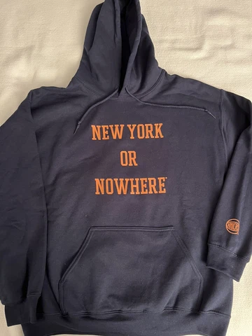 NY KNICKS NEW YORK OR NOWHERE HOODIE PULLOVER SWEATSHIRT LRG MSG NBA BASKETBALL Cover